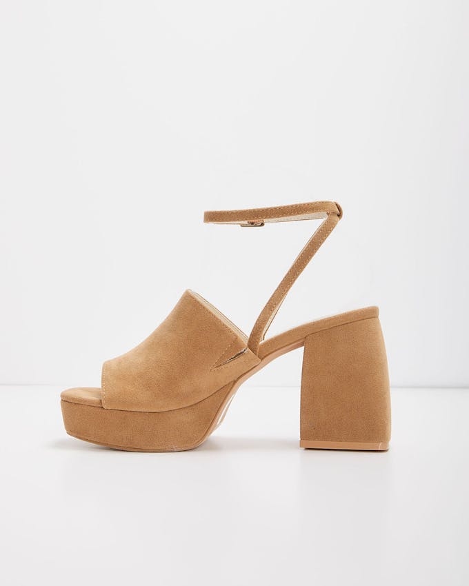Annalise Faux Suede Platform Heels - Taupe view 1