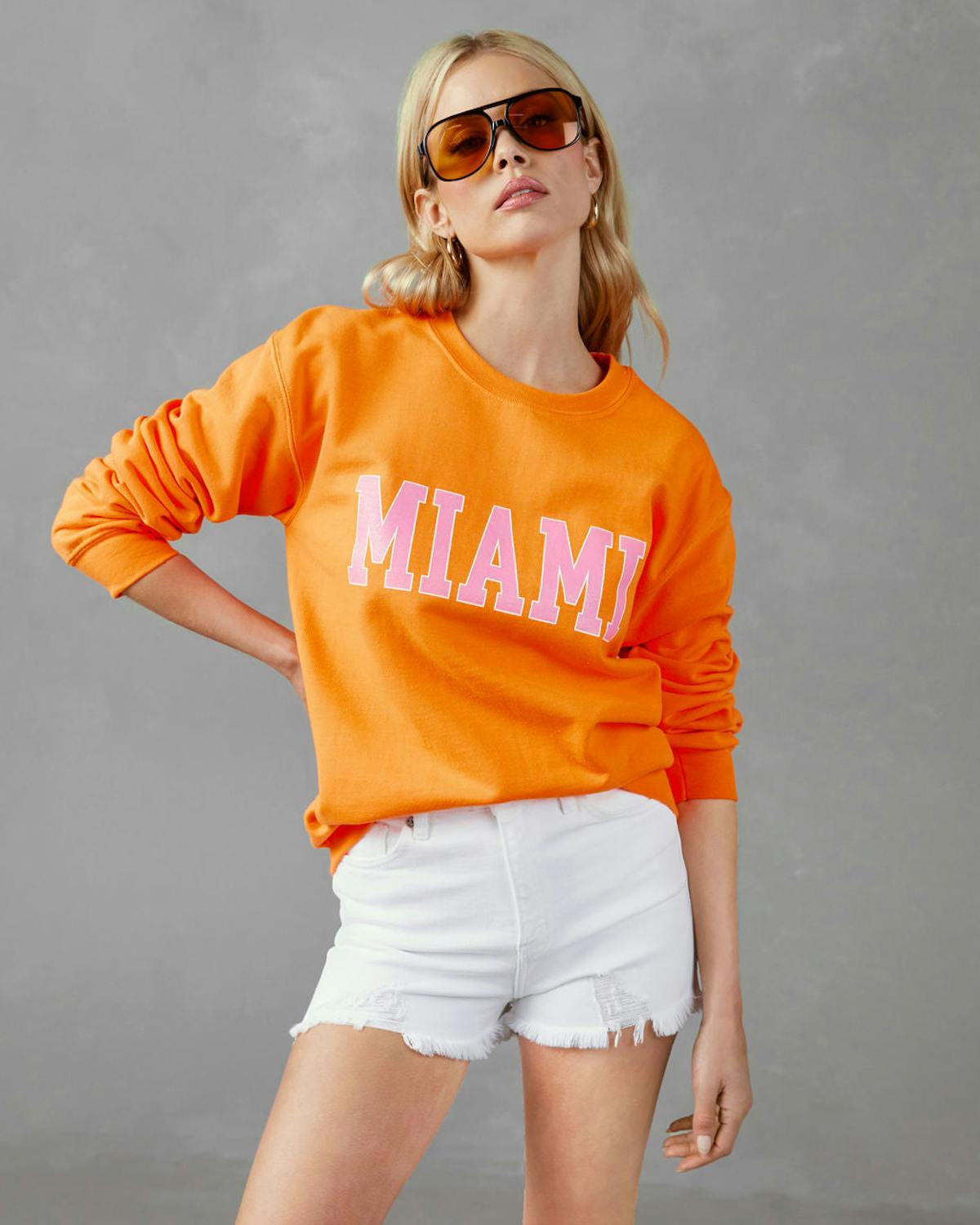 Miami Cotton Blend Sweatshirt - Orange view 1