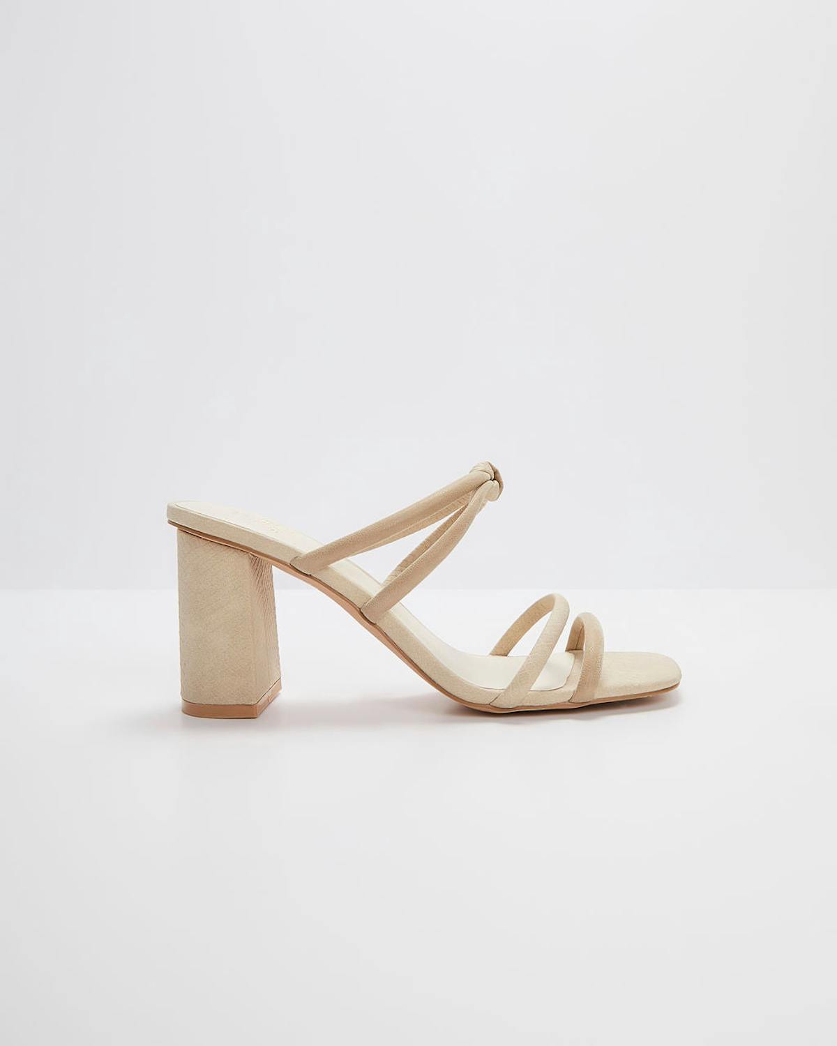 Sawyer Faux Suede Strappy Heels - Taupe view 1