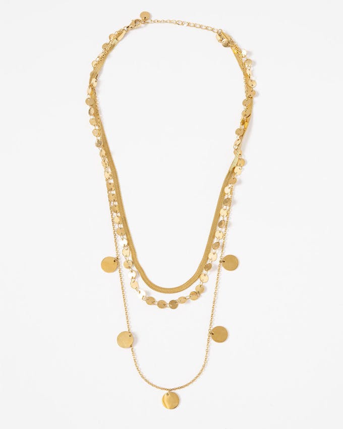 Elena Coin Station Layered Necklace - Gold view 1