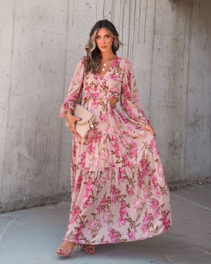 Vineyard Romance Floral Side Cutout Maxi Dress - FINAL SALE view 1