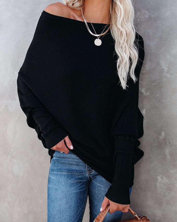 All That Ribbed Cashmere Blend Sweater - Black view 1