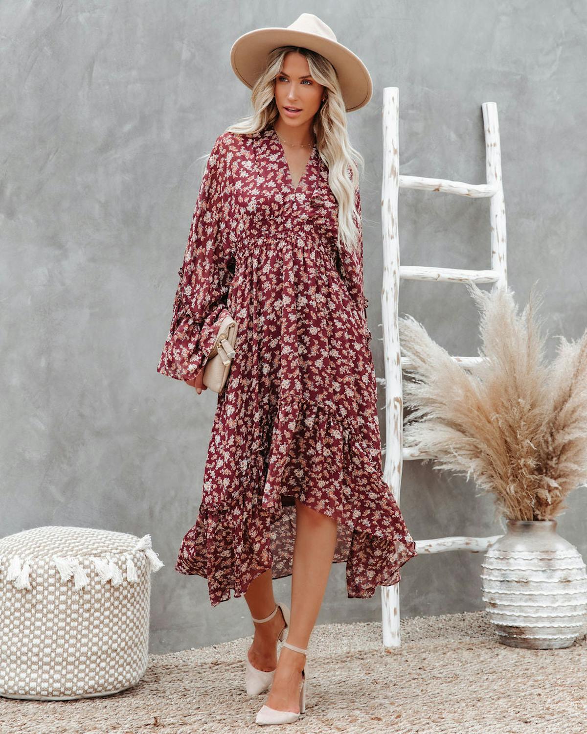 Hailey Floral High Low Midi Dress - LAST CHANCE view 1