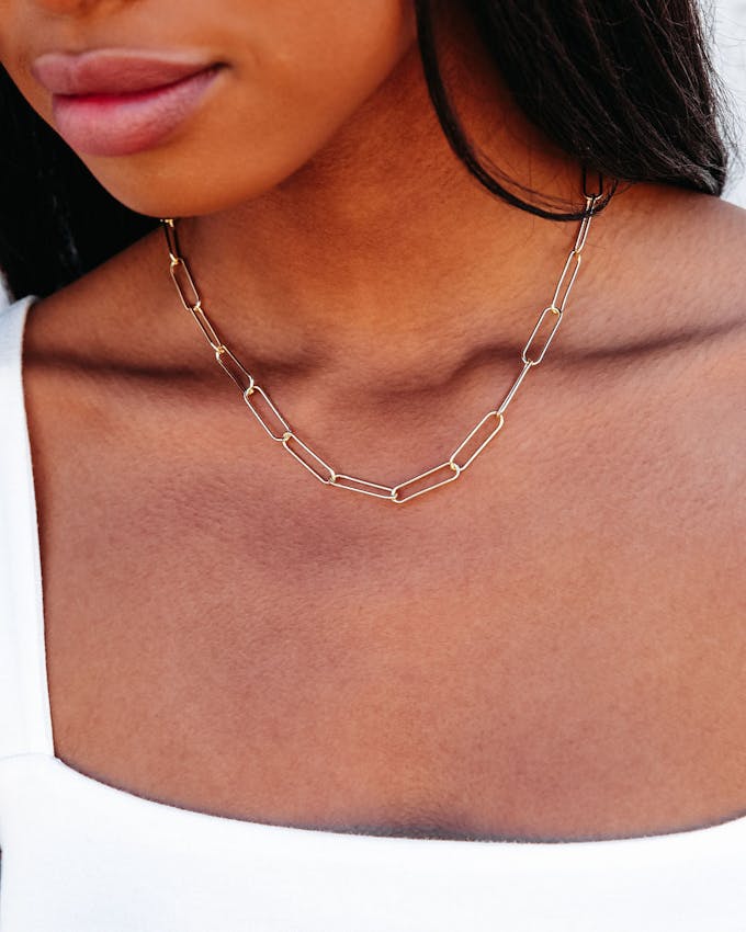 Larissa Paper Clip Chain Necklace - Gold - SALE view 1