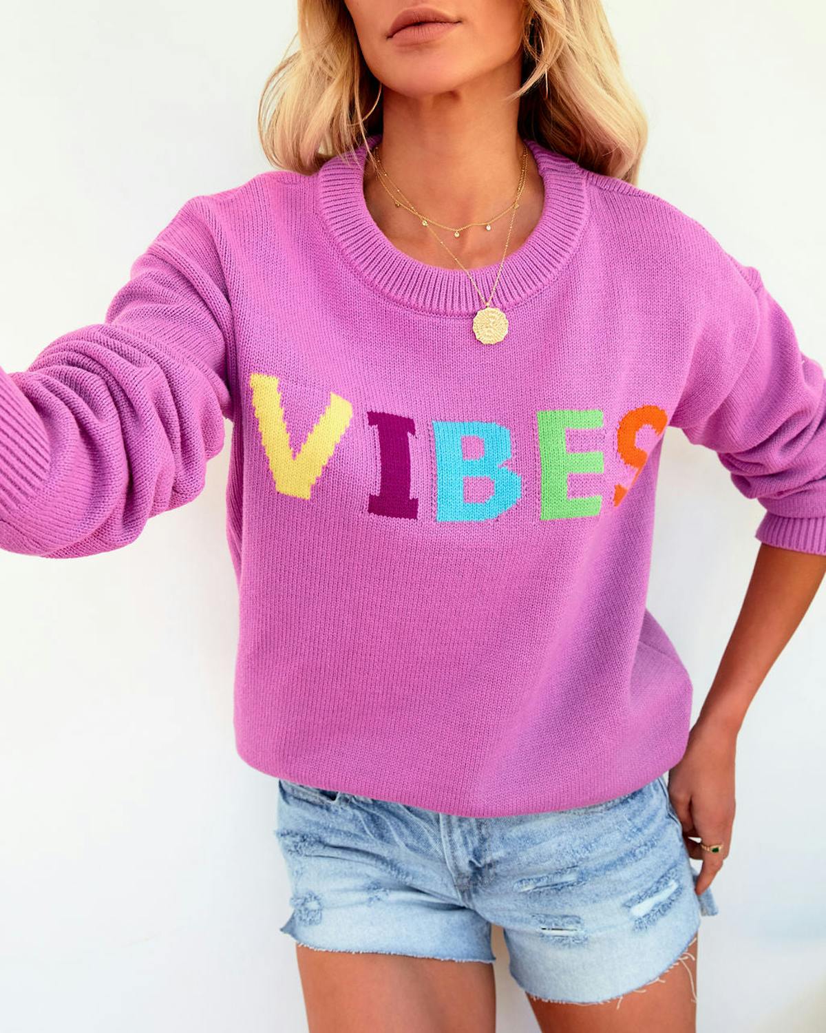 Vibes Cotton Blend Sweater - Orchid - LAST CHANCE view 1